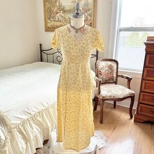 90s april cornell yellow floral maxi dress fits like a small